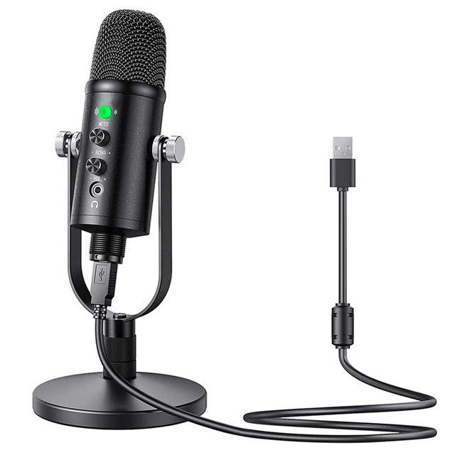 USB Condenser Mic with Echo Control Headphone Jack for Podcast Streaming Gaming Factory Self-made