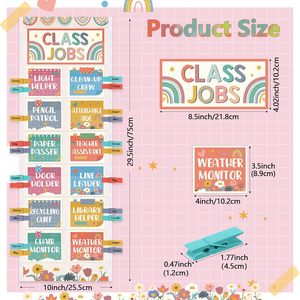 Tableau de classe avec pochettes, cartes, pinces et crochets pour les aides de classe, l'organisation des enseignants et l'affichage sur tableau d'affichage - Product Image 2