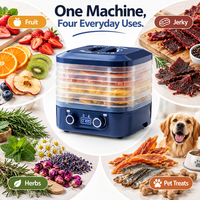 Déshydrateur alimentaire domestique programmable à cycle prolongé, offrant une programmation de 1 à 48 heures, chaleur équilibrée pour la viande séchée