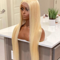 Perruque frontale en dentelle HD 613 13x6, cheveux humains vierges, blond platine 613, perruque en dentelle complète avec cheveux de bébé pour femmes