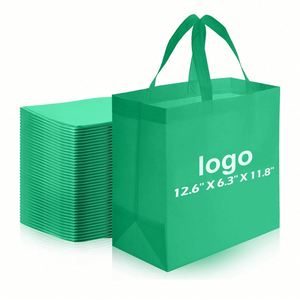 Sac fourre-tout écologique, réutilisable, portable, épaissi, vert, non tissé, pour les courses et le shopping - Product Image 1