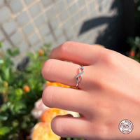 Bague unique en argent sterling 925 et zircone, symbole d'infini double face, forme de cœur, pour filles, pour les fêtes et le quotidien