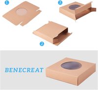 Carpeta Cuadrada Marrón con Ventana Transparente Circular, Laminación Mate, Tamaño y Color Personalizables, Embalaje Reciclable para Jabón, Joyería y Fiestas