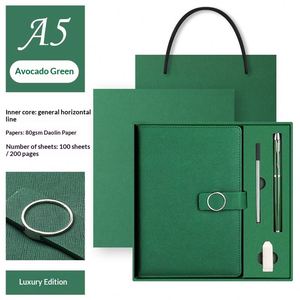 Set de Regalo Tres en Uno de Cuero PU con Logotipo Personalizado en Relieve, Diseño Magnético con Bolígrafo y USB, 100 Hojas - Product Image 1
