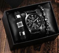 Montre à quartz décontractée pour homme, coffret cadeau de bracelet mode commerciale coffret cadeau de bracelet d'entreprise pour homme Cadeaux promotionnels/