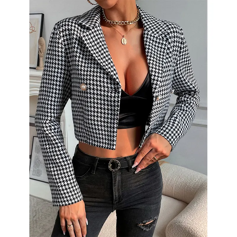 New Design Fashion Solid Double Breasted Blazers Femenin Ladies Women Fall Winter Office Woman Blazer Jacket And Coat