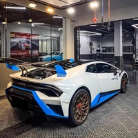 Pour la modification de la Lamborghini Huracan STO, remplace le style OEM, aileron arrière, panneau latéral et accessoires d'aileron arrière en fibre de carbone sèche