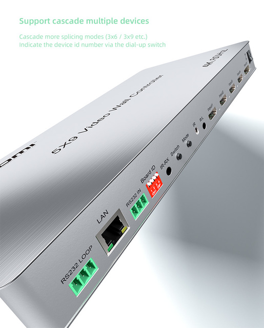 4K Video Wall Processor Controller Splicer Splitter 5X9 USB 12V 3.5mm Advertising Screen Teaching Restaurant