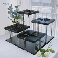 Boîte à gâteau de luxe en PVC transparente violette, emballage rectangulaire en papier, boîtes personnalisées pour gâteaux avec couvercle