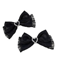Nouvelle pince à cheveux coréenne faite à la main, style japonais, en forme de cœur, avec strass et nœud, design simple et polyvalent à volants en dentelle