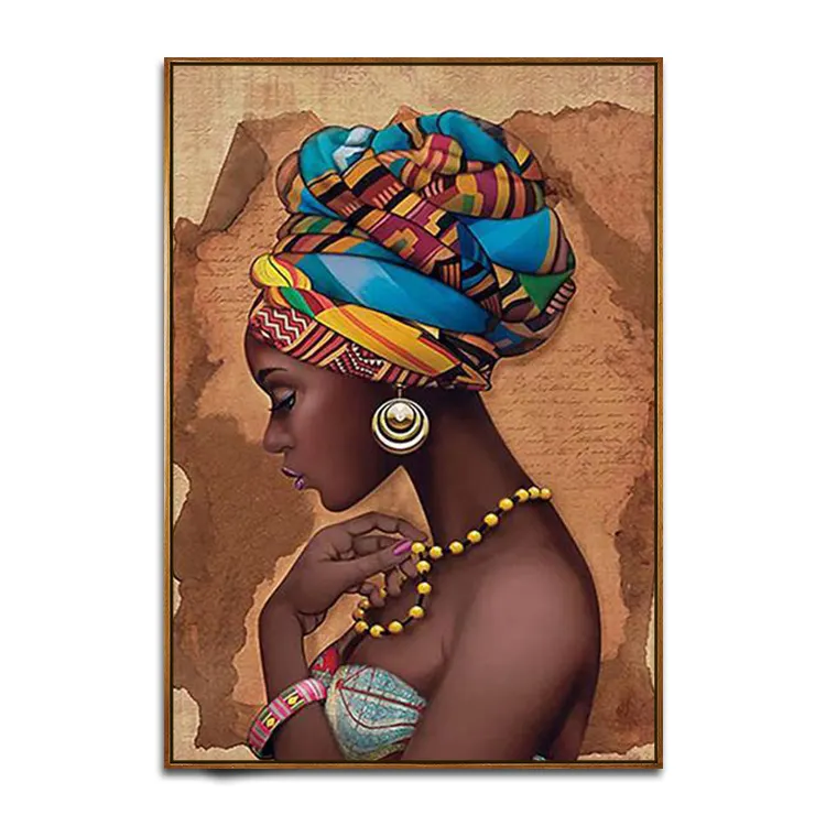 Grande décoration de maison peint à la main de femme africaine, de haute qualité, peintures à l'huile