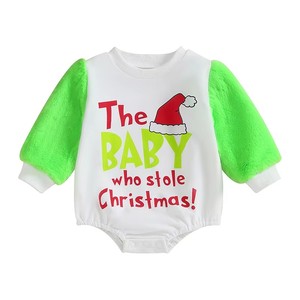 2026 Combinaison <span class=keywords><strong>pull</strong></span> pour bébé 'Le Bébé qui a volé Noël' à manches en fourrure verte, pour bébés garçons et filles, style Grinch <span class=keywords><strong>de</strong></span> Noël - Product Image 1