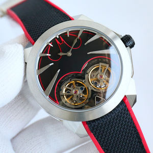 Elegante Reloj Mecánico para Hombre con Doble Tourbillon y Caja de Acero Inoxidable Minimalista, con Correa de Goma para Uso Diario Smart-casual - Product Image 1