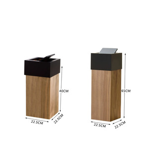 ถังขยะไม้วอลนัททรงสี่เหลี่ยมพร้อมฝาปิด สำหรับใช้ในบ้าน ห้องนั่งเล่น - Product Image 4