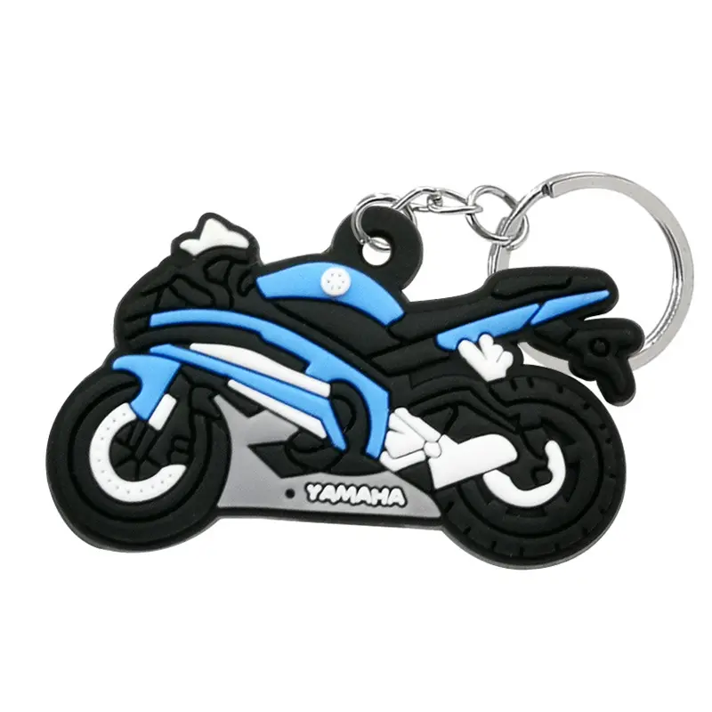 फैक्टरी मूल्य कस्टम लोगो मोटरसाइकिल रबर चाबी का गुच्छा प्लास्टिक 3d नरम कार्टून पीवीसी चाबी का गुच्छा