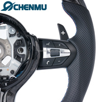 Volant en cuir et fibre de carbone Forge pour BMW X1 X2 X3 F30 F10 F11F12 F18 F31 F45 F16 F06 F01F15 F20 F22 avec bande blanche