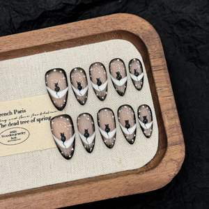 Descuento de fábrica de moda Sweetly Cool Dark Punk gato dibujado a mano atmósfera extraíble usable cubierta completa <span class=keywords><strong>Uñas</strong></span> acrílicas - Product Image 2