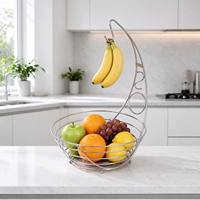 Panier de rangement en fil métallique pour fruits, pour comptoir de cuisine, avec support à bananes et présentoir à légumes