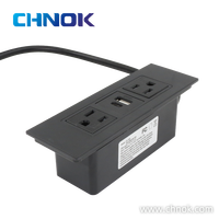 Bloc multiprise encastrable pour meuble, avec 2 prises USB Type-C, montage en surface, en ABS noir, certifié CE