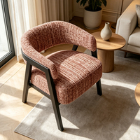 Fauteuil d'appoint moderne incurvé et rembourré, structure en bois massif noir, tissu chenille, pour salon, chambre, chaise individuelle de loisirs