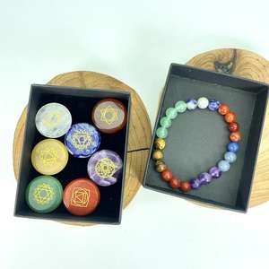 Sıcak satış yeni gelenler manevi çakra kaya kristal seti şifa taşları doğal 8mm çakra bilezik + çakra seti toptan fiyat - Product Image 2