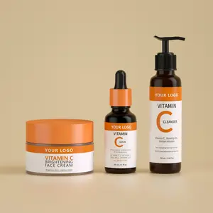 Private Label Skincare Beauty Vagan Organic Anti-aging Vitamin C Cleanser Face Cream Facial Serum Skin Care Set