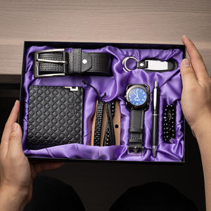 Ensemble de montres pour hommes, montre analogique en alliage de quartz, verre, bracelet en cuir étanche, coffret cadeau, cadeaux de Noël et de la Saint-Valentin, costumes d'affaires - Product Image 1