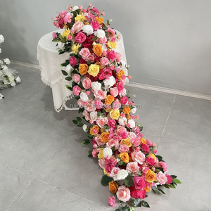 Guirlande de fleurs artificielles en <span class=keywords><strong>soie</strong></span> rose poudré pour réception de mariage, chemin de table, allée d'escalier, arrangement floral, 2 mètres de long - Product Image 2
