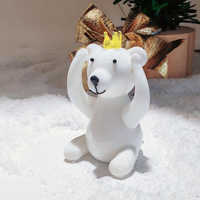 Adorable Figurine d'Ours Polaire Blanc Couronné en Verre, Décoration Artisanale, Patrimoine Culturel Immatériel, Décoration de Voiture, Figurine de Dessin Animé