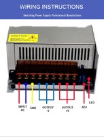 Fuente de Alimentación Conmutada AC-DC de 12V 66.6A 800W para LED, 12V/24V 800W 1000W para Bomba de Agua Solar, Inflador de Coche, Bomba, Motor Eléctrico