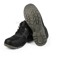 Bottes de sécurité Cowboy en cuir véritable pour hommes avec embout en acier et semelle solide en PU pour la protection des pieds