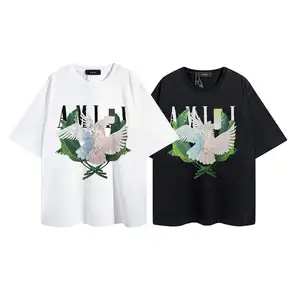 Fashion amiriy pigeon print for men and women casual short-sleeved T-shirt foreign trade wholesale