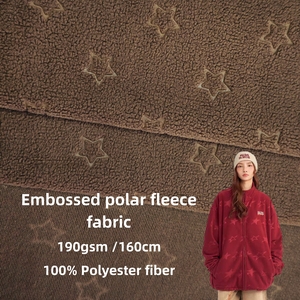 Tessuto in Pile <span class=keywords><strong>Polare</strong></span> Termico 100% Poliestere con Stella a Cinque Punte in Rilievo, Design Personalizzato all'Ingrosso per Felpe da Ragazza - Product Image 1