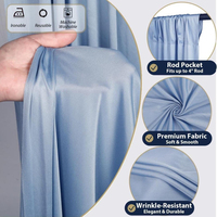 Rideau en tissu bleu poussière réutilisable personnalisé pour la décoration de scène, fête d'anniversaire, photomaton, réception de mariage, toile de fond pour événement