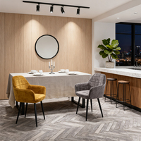 Vente en gros de chaise de négociation confortable en velours avec squelette en métal pour café avec accoudoir et dossier chaise de salle à manger en velours