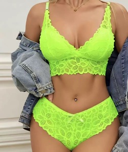 Completo Intimo Donna Sexy in Pizzo Senza Ferretto, Reggiseno a Triangolo Senza Cuciture con Coppe Raccogli, per <span class=keywords><strong>Seno</strong></span> <span class=keywords><strong>Piccolo</strong></span> - Product Image 2