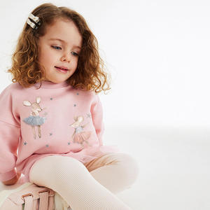 2026 İlkbahar Uzun Kollu Kız Çocuk Üstü Fileli Avrupa ve Amerikan Tarzı Sevimli Karikatür Kız Çocuk Giysileri Tişört Takımı - Product Image 2