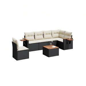 Set Divano da Giardino Modulare in Rattan PE Nero, Elegante Arredo Esterno con Cuscini in Schiuma ad Alta Densità per Uso in Patio - Product Image 1