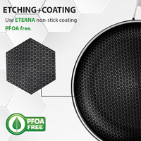 Base à induction 12 pouces Poêle à frire en acier inoxydable Cuisine Plaque de cuisson antiadhésive Poêles en nid d'abeille Silicone avec couvercle