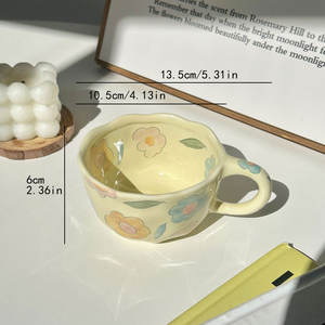 Taza de Café de Cerámica con Diseño Floral y de Frutas <span class=keywords><strong>para</strong></span> <span class=keywords><strong>Parejas</strong></span>, <span class=keywords><strong>para</strong></span> el Desayuno en Casa, <span class=keywords><strong>para</strong></span> Leche y Agua - Product Image 6