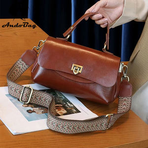 Sac à main AndoBag grande capacité pour femme, sac à bandoulière décontracté en cuir de vache véritable, deux sangles, 77150 - Product Image 1