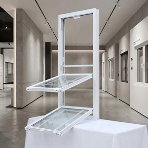 Fenêtre à guillotine simple ou <span class=keywords><strong>double</strong></span> en aluminium à rupture de pont thermique, grille américaine, pour projets d'appartements, fabrication sur mesure - Product Image 2