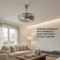 Ventilateur de plafond LED moderne à moteur DC avec télécommande, pales de 20 pouces, construction métallique, lumières LED réglables 3 couleurs, chambre à coucher, 6 vitesses