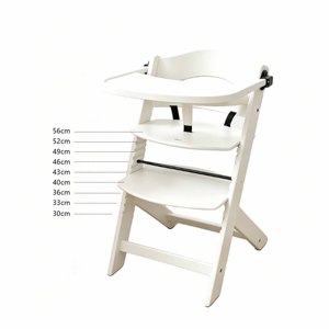 Chaise haute pour bébé et enfant en bois, moderne et simple, réglable en hauteur, plateau amovible, bois massif - Product Image 6