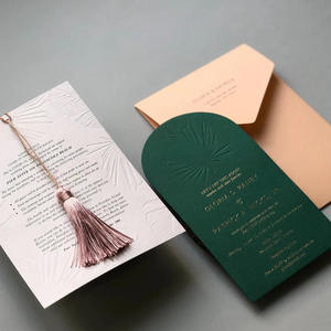 Invitaciones de Boda de Lujo con Relieve y Borlas, Tarjetas de Invitación de Boda Cortadas con Láser con Sobres para Fiestas Empresariales - Product Image 3