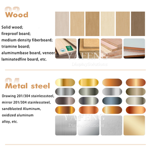 ضوء LED ، عرض مشرق اللون الطبيعي MDF عرض خفف من الزجاج معدن الألمنيوم الخشب الرقائقي لمتاجر التجزئة - Product Image 6