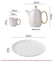 Service à café et à thé en céramique émaillée perlée nordique avec plateau, bord doré, cadeau de bureau pour mariage, maison, porcelaine de luxe