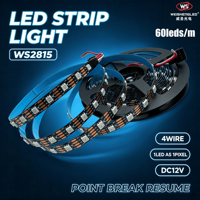 Bande LED numérique WS2815 DC12V 60 LED/m 10mm 5050 RGB PCB noir SPI Pixel Dream Color Magic Led Strip Light 14.4W 60 pixels