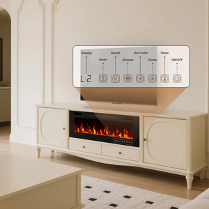 Soporte para TV de 72 Pulgadas con <span class=keywords><strong>Chimenea</strong></span> Eléctrica Integrada de 23 Pulgadas, 12 Colores de Llama, Control Remoto, Llama HD, Calentador de 750W, Moderno para Sala de Estar - Product Image 4