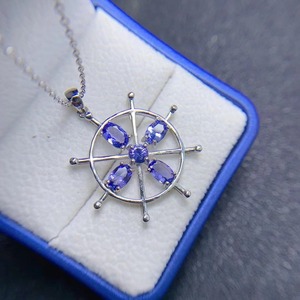 2023 Chine gros naturel Tanzanite pierre gemme fille Zircon collier ensemble rhodium et plaqué or pour les Occasions de cadeaux - Product Image 2